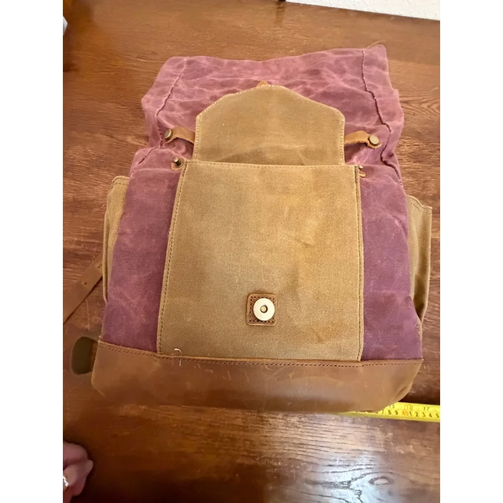 Epiphanie Savannah Waxed Canvas Leather Camera Backpack Burgundy DSLR Bag w Inse